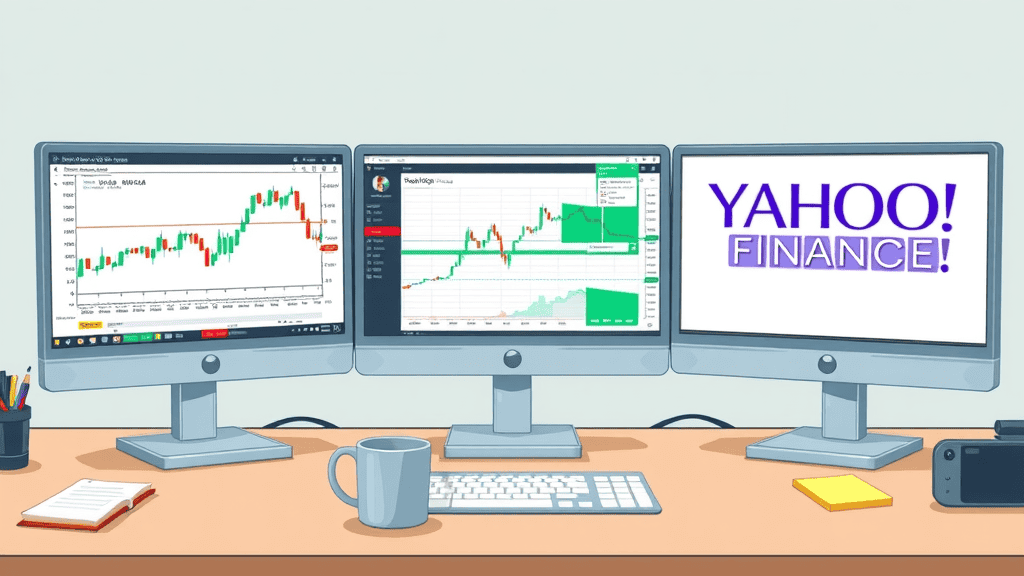 MetaStock, TradingView, and Yahoo Finance chart interfaces side by side for stock market analysis software comparison